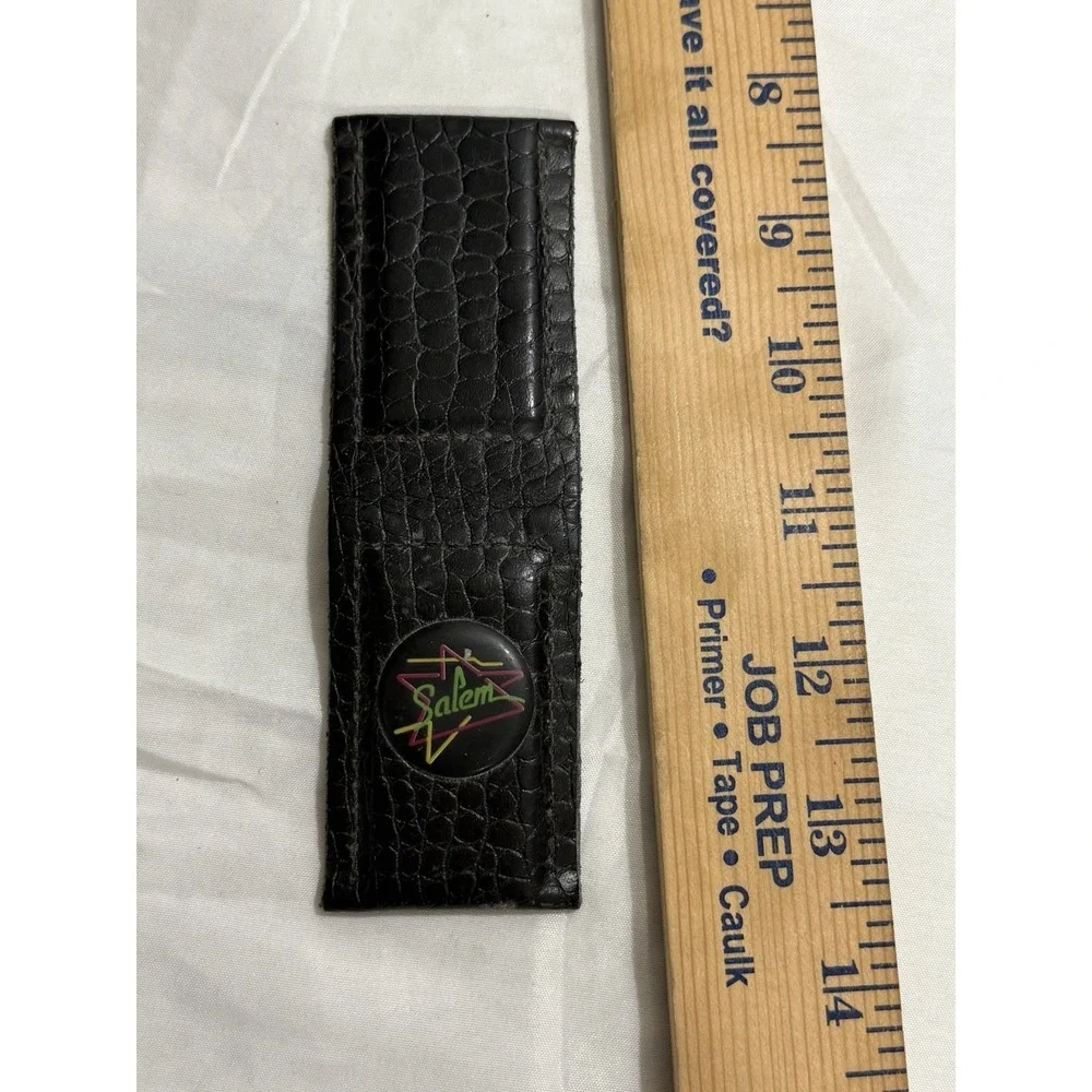 Vintage‎ Salem Cigarettes Black Leather Magnetic Money Clip
